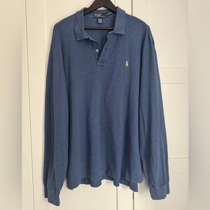 Vintage 90’s Polo Ralph Lauren Navy Long-Sleeve Shirt Plus Size 100% Cotton XXL